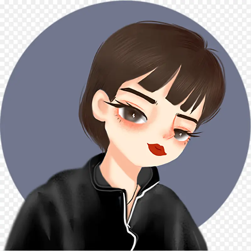 手绘卡通青年女孩头像