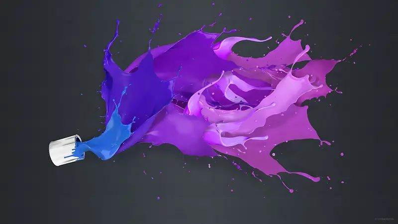 蓝紫色飞溅的颜料