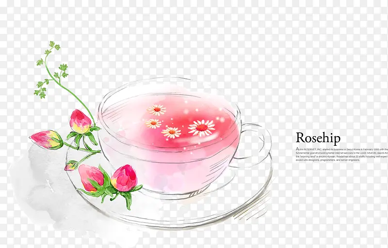 彩绘红色花茶
