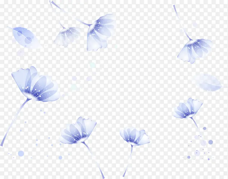 蓝色梦幻花卉底纹