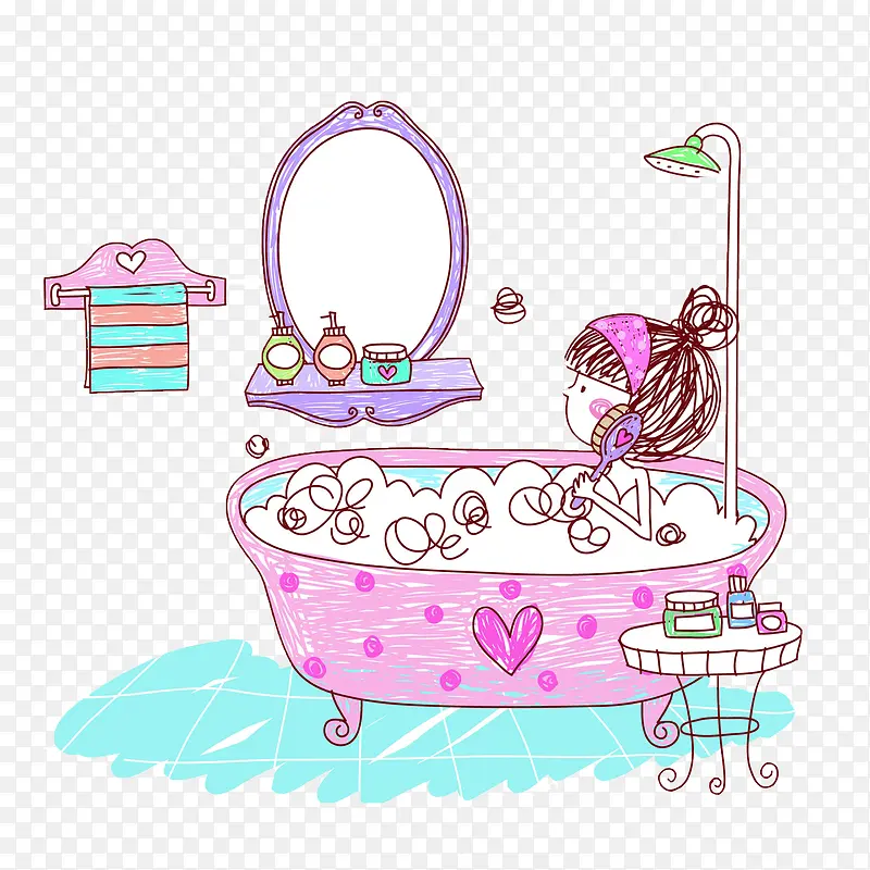 洗澡泡沫漫画图