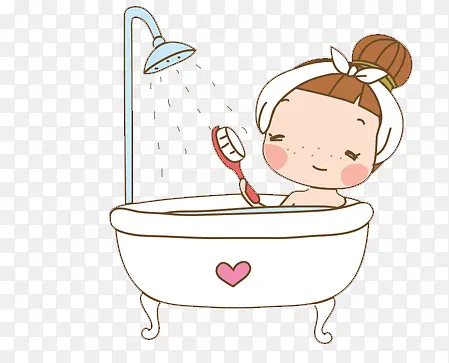 洗澡    女孩   卡通