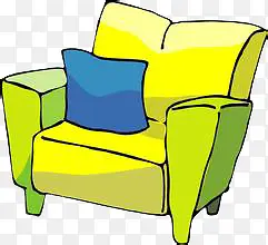 卡通黄绿色沙发