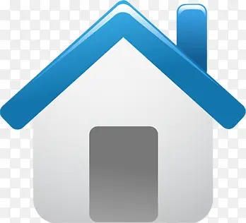 卡通白色蓝顶房子图标