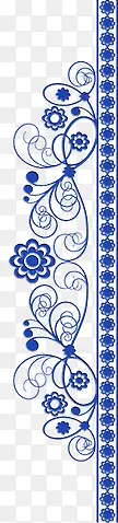 蓝色花纹边框装饰