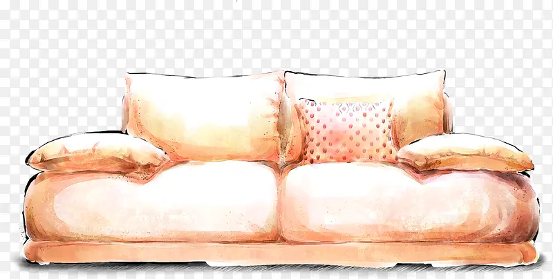 手绘粉色室内沙发