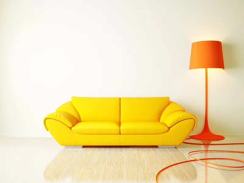 高清家居室内黄色沙发摄影