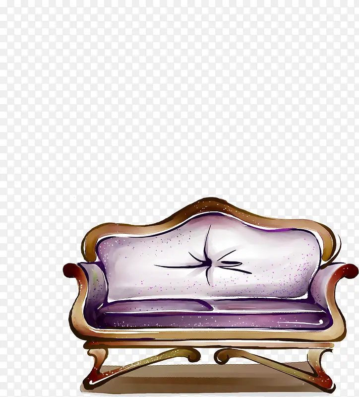手绘紫色漫画沙发