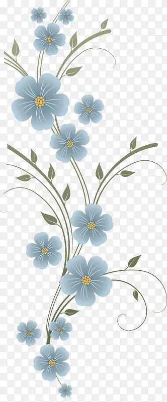 蓝色花花纹边框图片