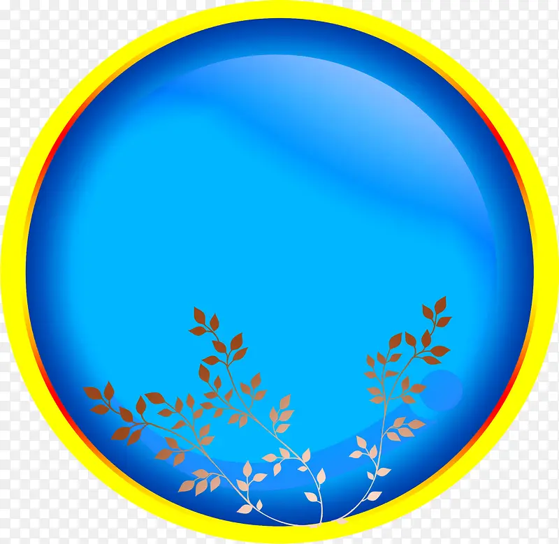蓝色创意花纹树枝圆形