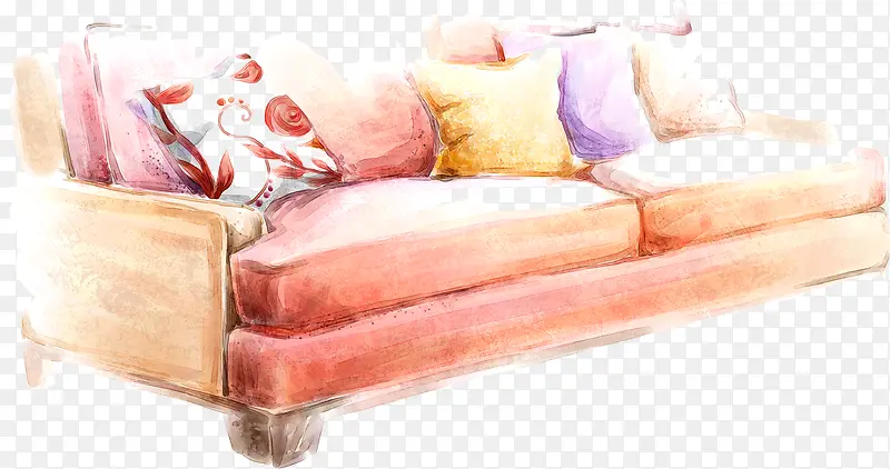 手绘粉色可爱沙发