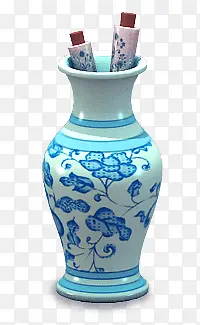 手绘蓝色花纹瓷器