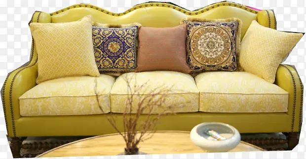 欧式黄色沙发