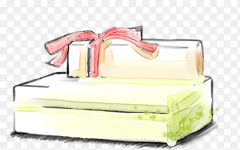 手绘粉绿色室内沙发家具