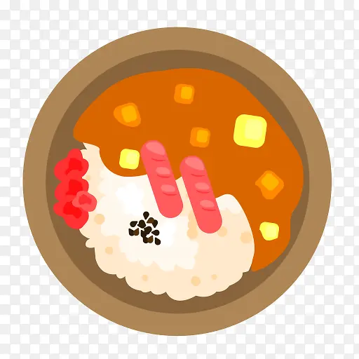 咖喱米饭扁平化图标