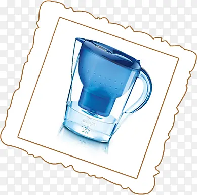蓝色水杯创意边框