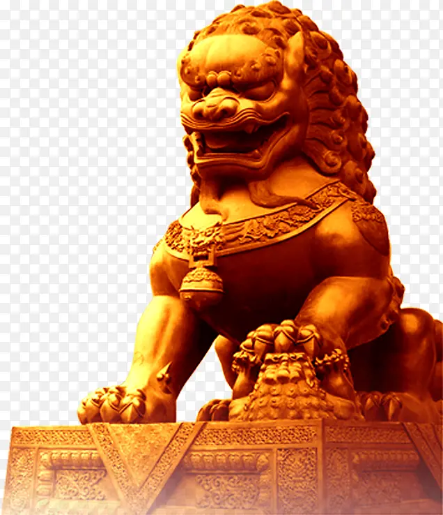 金色威严雕塑狮子
