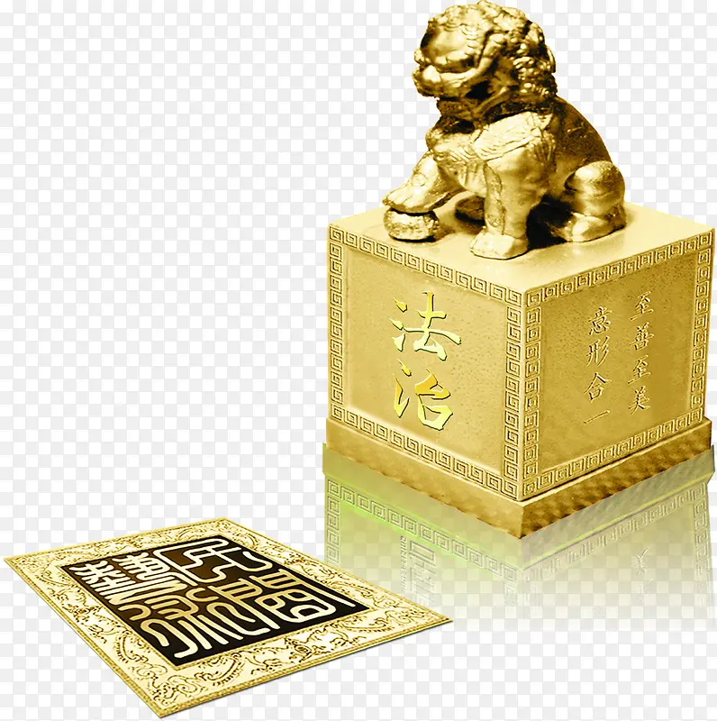 金色中国风雕刻狮子