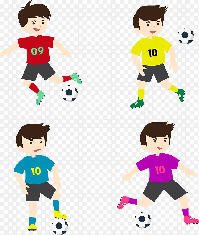 足球少年卡通矢量图