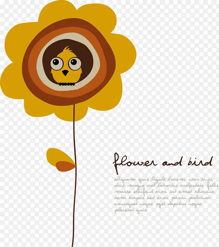 矢量花和鸟插图