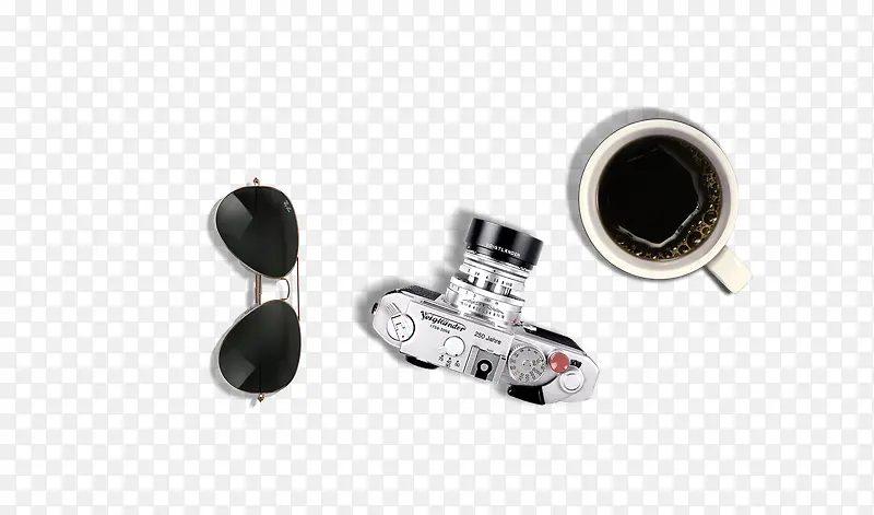 相机咖啡墨镜