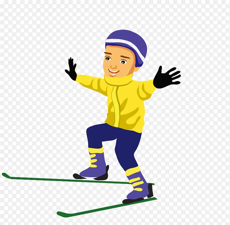 卡通男孩滑雪PNG素材