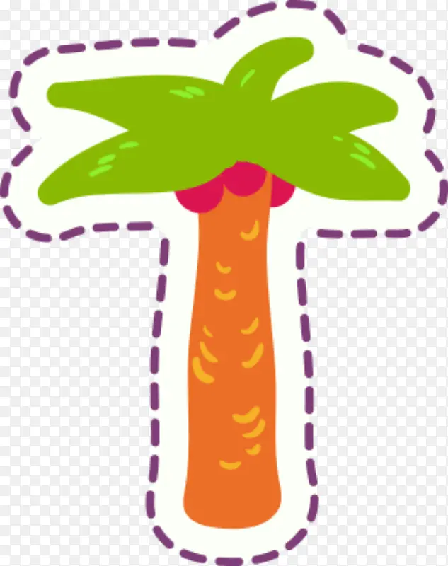 夏天热带椰子树手绘