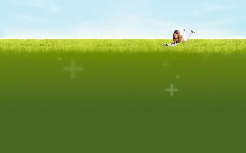 读书少女学习草地