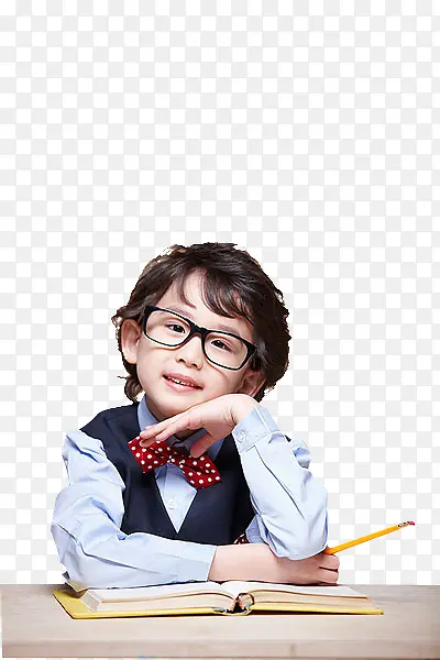 小孩思考 戴眼镜的小孩 教育 开学
