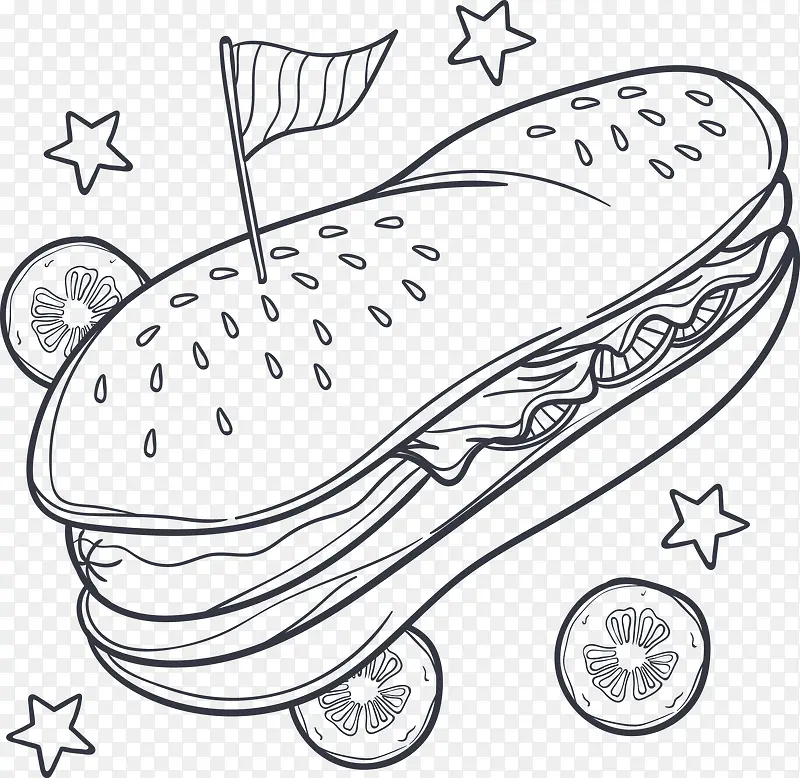 手绘餐饮快餐汉堡包