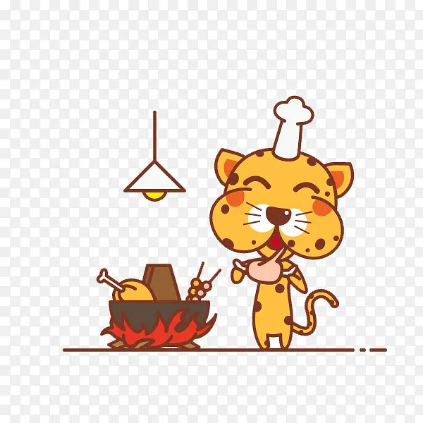 在烹饪的豹子