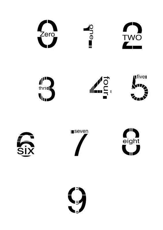 手绘几何线条阿拉伯数字