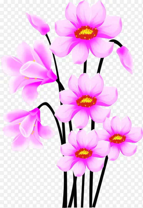 艳色粉色花卉展板