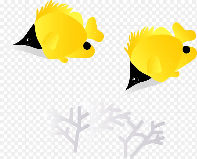 卡通彩绘黄色的小鱼