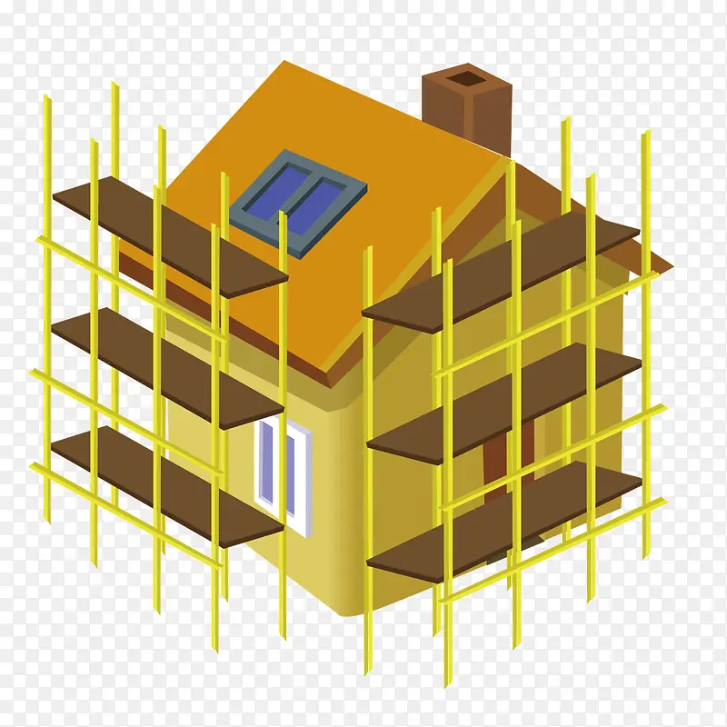 矢量木质施工小房子模型