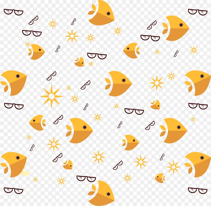 矢量黄色小鱼和眼镜框