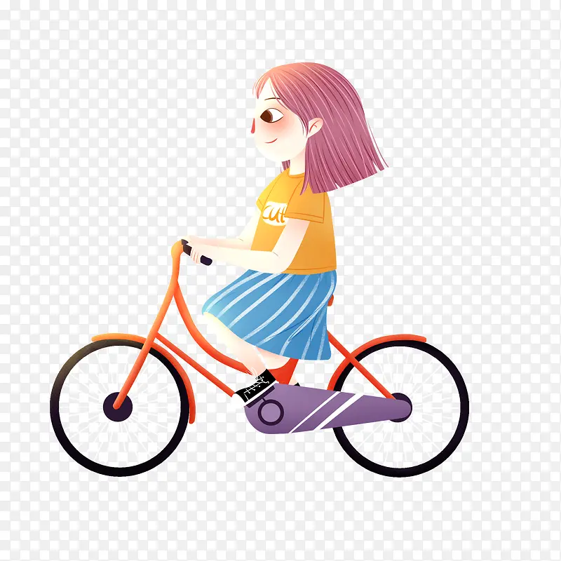 骑自行车女孩元素