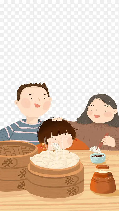 一家人吃饺子的场景
