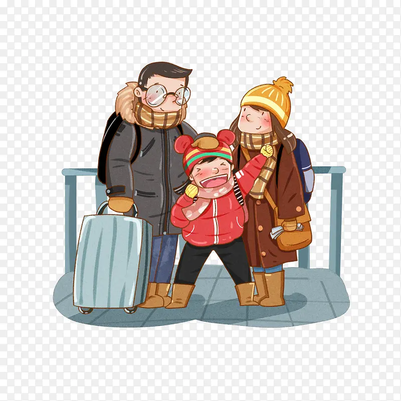 冬季一家人去旅行