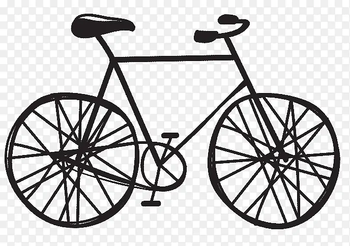 手绘黑白老款单车自行车