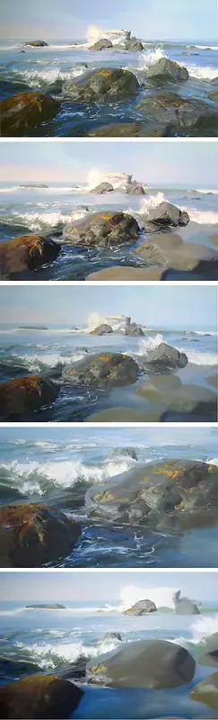 手绘海石海浪插画