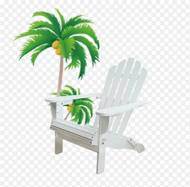海滩上的长椅椰子树
