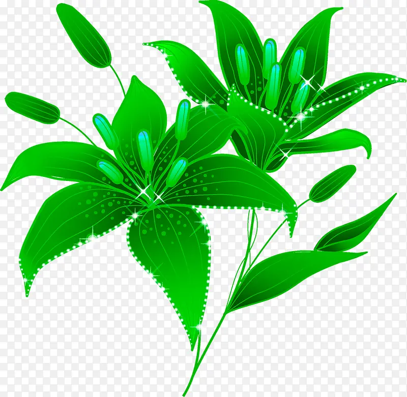 绿色清新卡通设计花朵植物