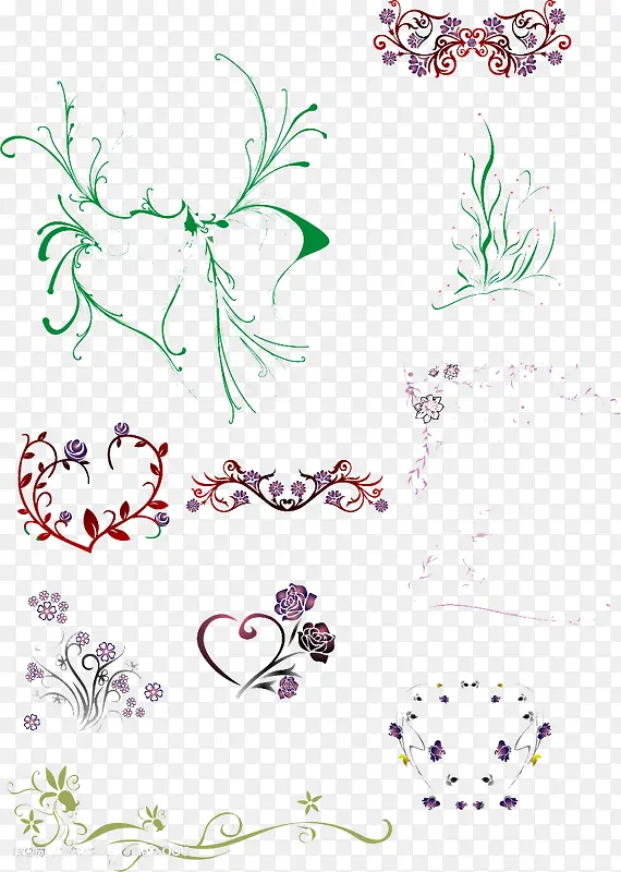 创意合成手绘扁平花卉纹理图案