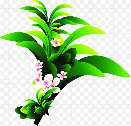 绿色卡通清爽花朵植物