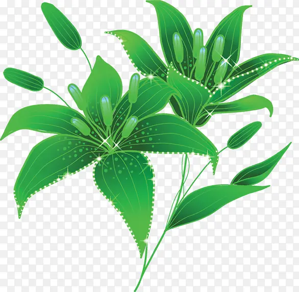 卡通创意亮光树叶花朵