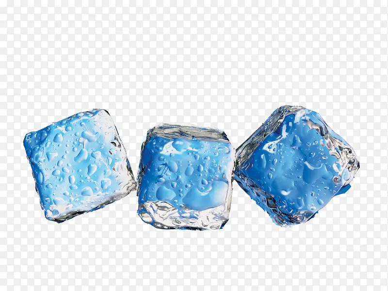 高清蓝色立体冰块装饰
