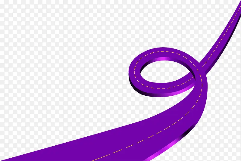 手绘紫色立体公路装饰