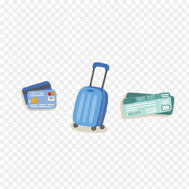 卡通蓝色旅行行李