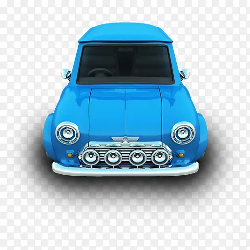 蓝色复古小汽车卡通